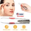 LED Eyebrow Tweezer Stainless Steel Make Up Tweezer w/ LED Light Rubber Finger Pads For Eyebrow Eyelash Hair Removal