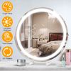 19Inch Large Round Vanity Makeup Mirror With LED Halo Light 3 Lighting Colors Dimmable Brightness Touch Control 360° Rotation High-Definition Lighted