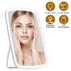 5.98x8.62in Lighted Makeup Mirror Vanity Desk Mirror Small LED Mirror with 3 Light Colors Touch Screen Brightness Adjustable USB Rechargeable