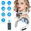 4 Head EMS Neck Massager with Heat Cordless Cervical Neck Massager EMS Neck Massager with 6 Modes 20 Intensity Levels Remote Control Voice Prompt