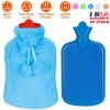 2L Hot Water Bottle w/ Plush Cover Classic Natural Rubber Hot Water Bag Feet Warmer For Pain Relief Hot Compress Heat Therapy Warm Neck Shoulders