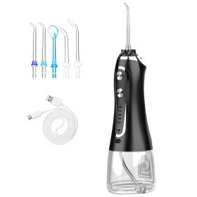 Portable Water Dental Flosser Cordless Rechargeable Dental Oral Irrigator IPX7 Waterproof Teeth Cleaner with 5 Modes 5 Nozzles 10.14oz Detachable Wate (Option: DentalFlosserBlack)