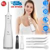 Portable Water Dental Flosser Cordless Rechargeable Dental Oral Irrigator IPX7 Waterproof Teeth Cleaner with 4 Modes 4 Nozzles 10.15oz Detachable Wate