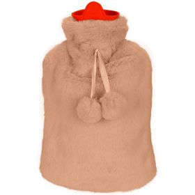2L Hot Water Bottle w/ Plush Cover Classic Natural Rubber Hot Water Bag Feet Warmer For Pain Relief Hot Compress Heat Therapy Warm Neck Shoulders (Option: HotWaterBottleBrown)