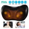 Back Neck Massage Pillow Kneading Massager In-Car Thermotherapy Massage Pillow w/ Car Charger US Plug Pain Relief Relaxing For Home Travel