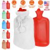2L Hot Water Bottle w/ Plush Cover Classic Natural Rubber Hot Water Bag Feet Warmer For Pain Relief Hot Compress Heat Therapy Warm Neck Shoulders