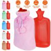 2L Hot Water Bottle w/ Plush Cover Classic Natural Rubber Hot Water Bag Feet Warmer For Pain Relief Hot Compress Heat Therapy Warm Neck Shoulders