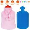2L Hot Water Bottle w/ Plush Cover Classic Natural Rubber Hot Water Bag Feet Warmer For Pain Relief Hot Compress Heat Therapy Warm Neck Shoulders