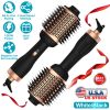 4 In 1 Hair Dryer Brush Curling Brush Hair Styler Volumizer Straightener Negative Ion Anti-frizz Hot-Air Hair Brush for All Hair Types Black White