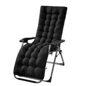 66.92x22.04in Thickened Chaise Lounger Cushion Recliner Rocking Chair Sofa Mat Deck Chair Cushion (Option: CushionProBlack)