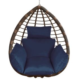 Egg Chair Cushion Hanging Basket Seat Cushion Thicken Soft Egg Swing Chair Pad Hanging Egg Chair Cushion with Headrest (Option: EggChairPadNavy)