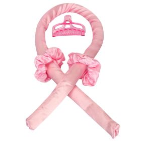 Heatless Curling Rod Headband Curling Ribbon Soft Hair Curlers Rollers Sleep Hair Styler Wave Formers with Hair Loops Clips for Long Medium Hair (Option: HairCurlerPink)