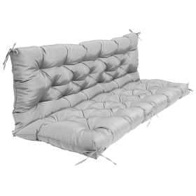 2-3 Seater Swing Cushion Waterproof Outdoor Swing Cushions Replacement Swing Bench Pads Chair Mat with Backrest 8 Tie Straps 59x43.3x3.9in for Patio F (Option: SwingCushionGrey)