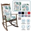 2Pcs Rocking Chair Cushion Upper And Lower Back And Seat Sets with Non-Slip Ties Polyester Fiber Filling Comfortable for Indoor Home Office Car