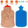 2L Hot Water Bottle w/ Plush Cover Classic Natural Rubber Hot Water Bag Feet Warmer For Pain Relief Hot Compress Heat Therapy Warm Neck Shoulders