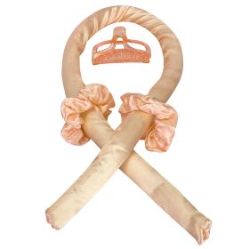 Heatless Curling Rod Headband Curling Ribbon Soft Hair Curlers Rollers Sleep Hair Styler Wave Formers with Hair Loops Clips for Long Medium Hair (Option: HairCurlerGold)
