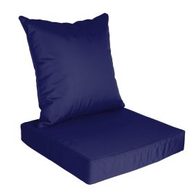 Outdoor Seat Cushion Set Waterproof Patio Furniture Cushion and Back Pillow Fade Resistant Deep Seat Set Chair Pad with Removable Cover for Chair Sofa (Option: SeatCushionDarkBlue)