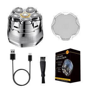 Cordless Electric Head Shaver For Men 6D Magnetic Floating Head IPX6 Waterproof Wet Dry Shaving Electric Razor Type-C Rechargeable Trimmer With LED Di (Option: HeadShaverSilver)