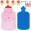 2L Hot Water Bottle w/ Plush Cover Classic Natural Rubber Hot Water Bag Feet Warmer For Pain Relief Hot Compress Heat Therapy Warm Neck Shoulders