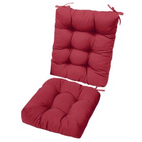 2Pcs Rocking Chair Cushion Upper And Lower Back And Seat Sets with Non-Slip Ties Polyester Fiber Filling Comfortable for Indoor Home Office Car (Option: ChairCushionWineRed)